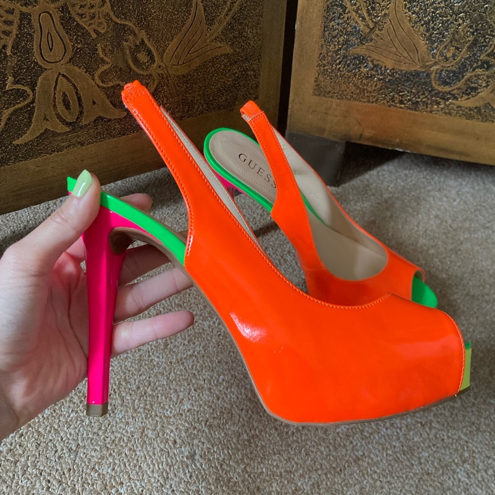 GUESS NEON heels. Super comfortable to wear all day.